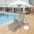 thumbnail image 3 of Costway Folding Chaise Lounge Chair 5-Position Adjustable Recliner Grey, 3 of 10