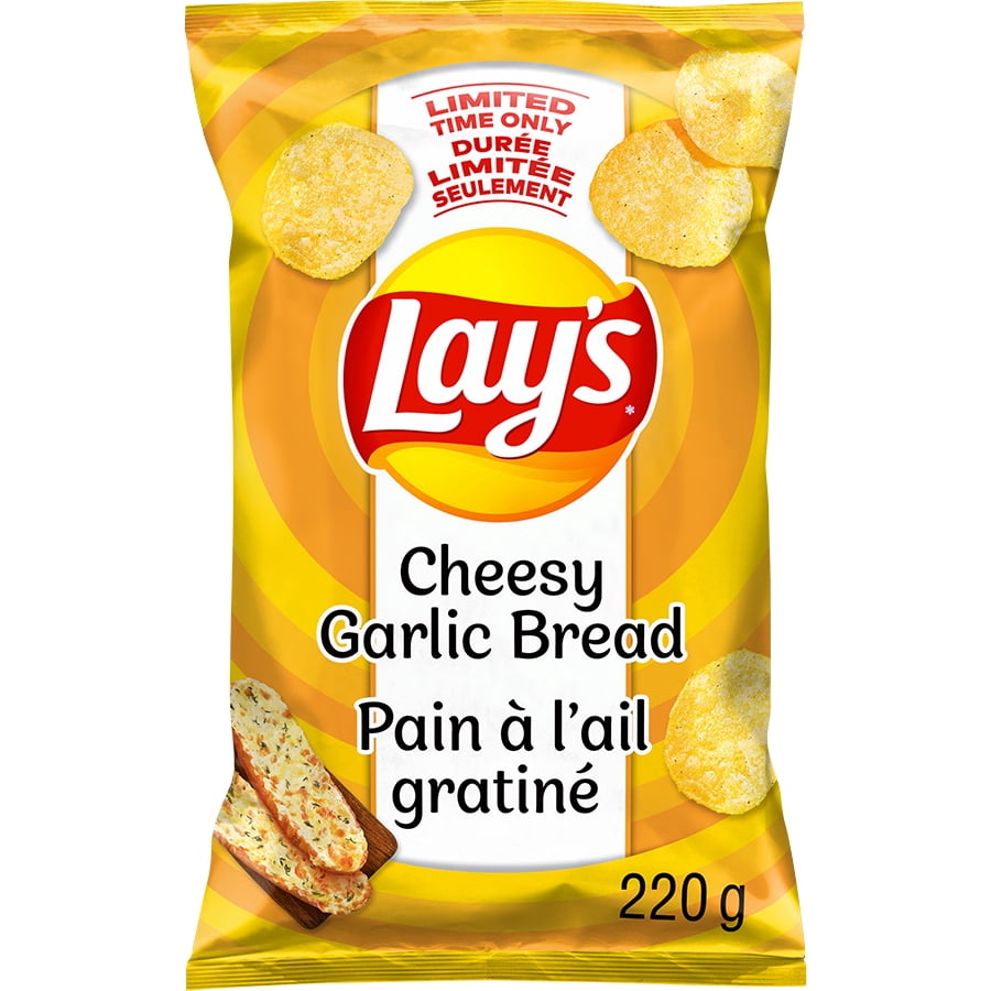Lay’s croustilles assaisonnées Pain à l’ail gratiné.