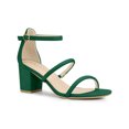thumbnail image 1 of BLISSFUL STEP Sandales à Talons Épais à Brides à Bout Ouvert pour Femmes Vert (Taille 5), 1 of 6