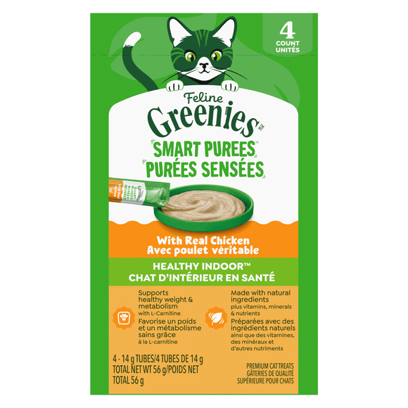 Feline Greenies™ Smart Purees™ Chicken Lickable Cat Treats, 4 x 14g