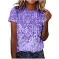 thumbnail image 2 of Meichang Chemises Grande Taille pour Femmes Chic Décontracté Chemise Basique Mode d'Été T-Shirt Imprimé Hauts Décontractés T-Shirt à Manches Courtes Ample Col Ras du Cou Chandail T-Shirts, 2 of 4