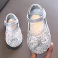 thumbnail image 3 of MEZZALL Sandales pour Filles Mode Printemps Été Fête Robe Danse Spectacle Chaussures de Princesse Perle Strass Nœud Bout Rond Talon Bas Confortables Classiques Chaussures pour Tout-Petits, Argent, 10-10,5 Ans, 3 of 8