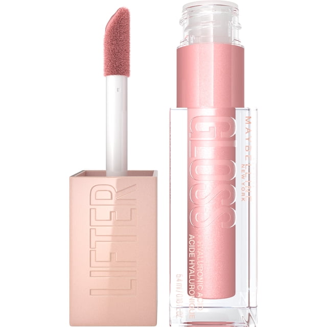 Maybelline New York Lifter Gloss Brillant à Lèvres avec Acide Hyaluronique en tube Rectangulaire Transparent avec Scintillant Rose, avec un Applicateur TG en Forme de Pied-de-Biche Revêtu de Gloss Rose Doux, Convient pour Hydrater et Améliorer la Plénitude des Lèvres avec une Finition à Haute Brillance.