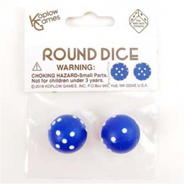 Koplow KPL19369 Round Dice - Navy & White, 2 Per Pack