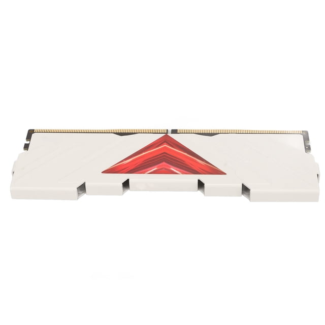 module de Mémoire de Bureau 16 Go DDR5 Gaming 4800MHz avec Dissipateur Thermique Blanc avec accent Triangulaire Rouge, Fait de PCB et de Métal pour un Refroidissement Rapide et des Performances Haute Vitesse. Prend en Charge XMP 3.0 et EXPO pour une Bande Passante Optimisée et des Temps de Réponse Rapides sur les Cartes Mères DDR5.