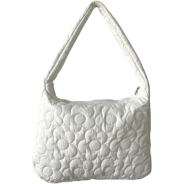 LinYooLi Quilted Tote Bags for Women Lightweight Quilted Padding Shoulder Bag Down Cotton Padded Large Tote Bags Lattice