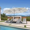 thumbnail image 3 of PURPLE LEAF 15ft Patio Umbrella with Base Included Double-Sided Rectangle Outdoor Umbrella Table Market Umbrella with Crank for Backyard Pool Garden Deck, Cream, 3 of 10