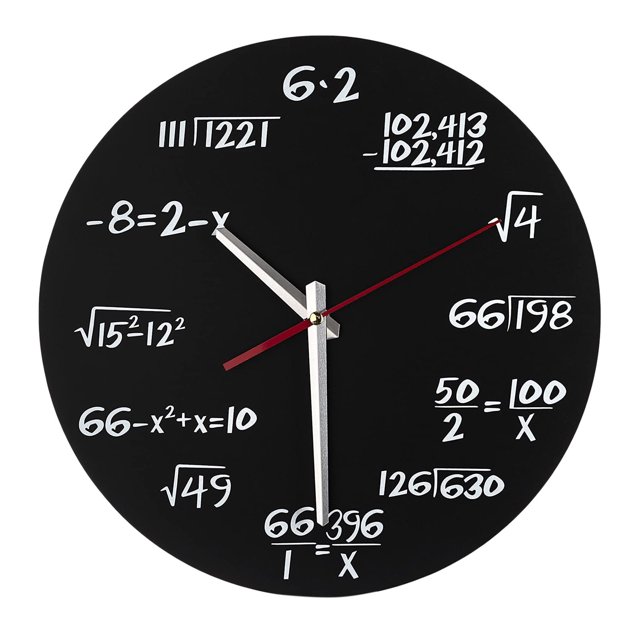 Math and Wall Clock 12 Inch Non Ticking Math and Decorative Wall Clocks for Living Room Laundry Room
