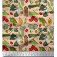thumbnail image 1 of Soimoi Velvet Fabric Dot & Mix Vegetable Print Fabric by Yard 58 Inch Wide, 1 of 3
