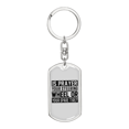 thumbnail image 1 of Prayer Steering Wheel Stainless Steel or 18k Gold Premium Swivel Dog Tag Keychain, 1 of 8