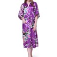 thumbnail image 2 of Penkiiy Peignoirs en Soie Simulée pour Femmes Peignoirs pour Femmes Kimono Paon Longue Robe de Chambre Robe Japonaise Robe 3TG Violet, 2 of 5