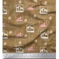 thumbnail image 1 of Soimoi Polyester Crepe Fabric Pencil,Anchor Hook & Deer Animal Printed Fabric 1 Yard 52 Inch Wide, 1 of 3