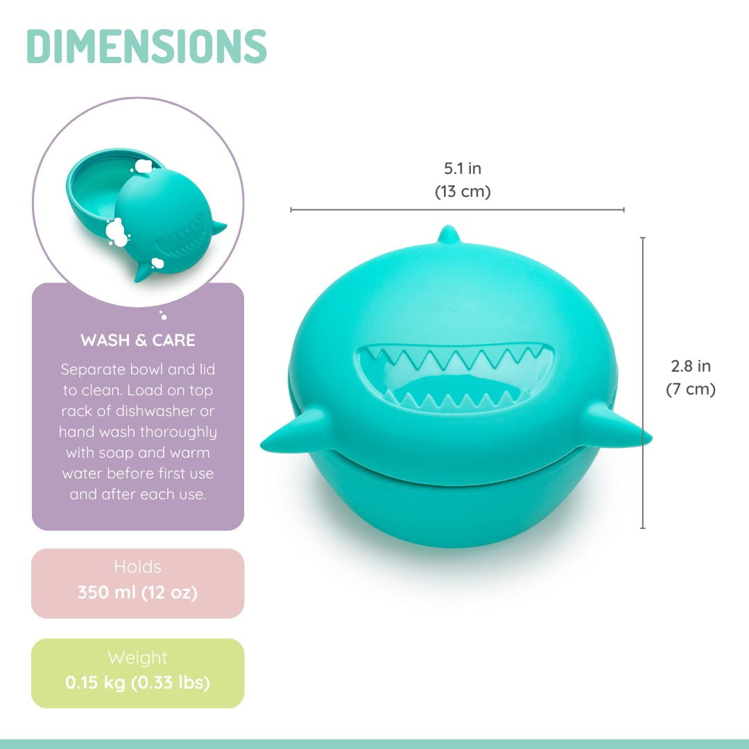 Melii Silicone Bowls with Lid, Shark for Babies, Toddlers, Adults - Blue - 1 Unit