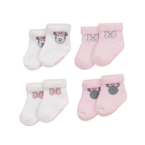 Disney Mickey Mouse Baby Girls' Layette Organic Cotton 4pk Socks