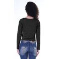 thumbnail image 4 of Moomaya T-Shirt Court à Manches Longues pour Femmes avec Nœud à l'Avant, T-Shirt d'Été Uni, Hauts, 4 of 7