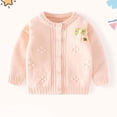 thumbnail image 4 of Toddler Girl Sweater Bow Solid Color Baby Knitted Sweater Cardigan Pinks 3 Months, 4 of 8