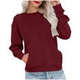 thumbnail image 1 of RKSTN Womens Sweatshirt Solid Color Loose Round-Neck Long Sleeve Oversized Sweatshirt Womens Fall Fashion 2023 Blouse Tops with Pockets, 1 of 6