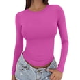 thumbnail image 1 of MESSUEN Scoop Neck Tshirt Women Tight Long Sleeve Shirts for Women Long Sleeve T Shirts Basic Tops Womens Basic Tops Shirts Women Womens Basics Tops Red 4 XL, 1 of 6
