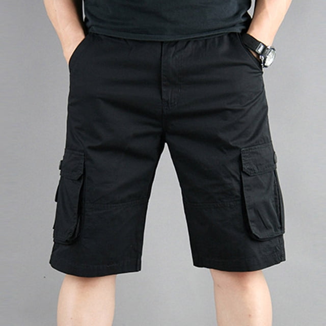 AherBiu Mens Cargo Shorts Loose Fitting Spring Summer Outdoor Hiking Shorts with Multi Pockets Solid Color Shorts