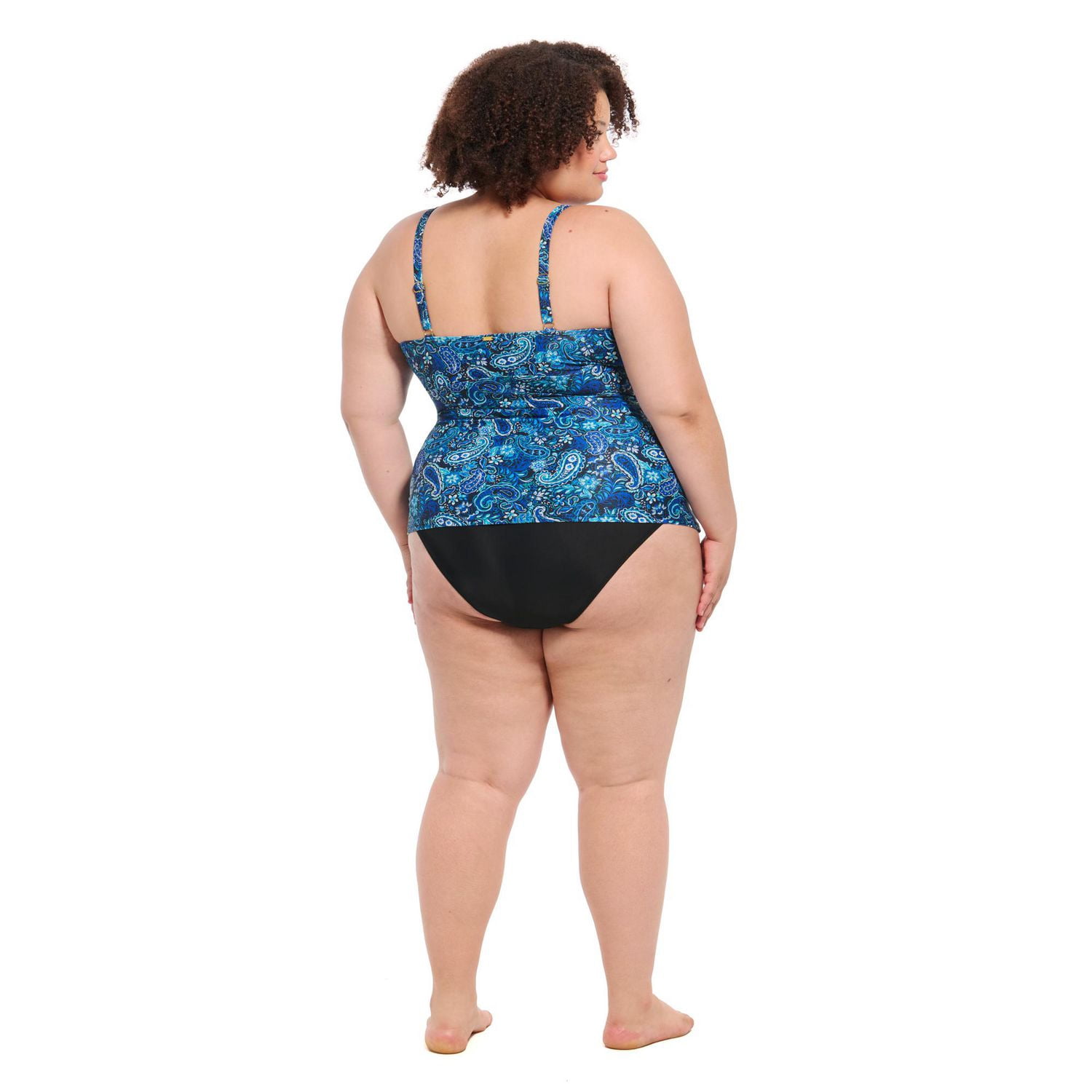 Krista Plus Haut de maillot bain croisé tankini à col en V pour femme avec bretelles ajustables et soutien la poitrine