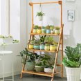 thumbnail image 2 of Costway 3 Tier Bamboo Hanging Folding Plant Shelf Stand Flower Pot Display Rack Bookcase, 2 of 10
