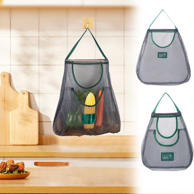 Vaidha Kitchen Multifunctional Hanging Fruit And Vegetable Storage Bag Hand Carry Put Ginger Garlic And Hollow Breathable Storage Bag