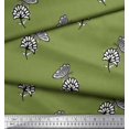 thumbnail image 2 of Soimoi Green Polyester Crepe Fabric Floral & Insect Print Fabric by Yard 52 Inch Wide, 2 of 3