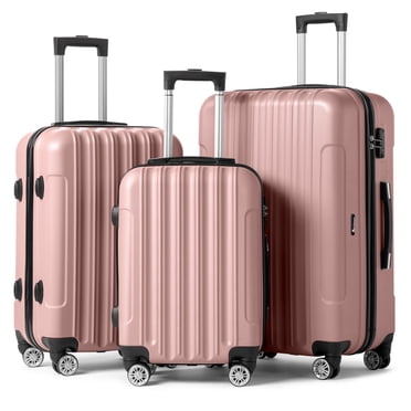 Ktaxon Ensembles de Bagages 3 Pcs, Valise de Voyage en ABS avec Cadenas TSA Roues Pivotantes 20 Pouces 24 Pouces 28 Pouces, Or Rose