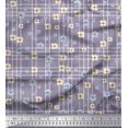 thumbnail image 1 of Soimoi Purple Satin Silk Fabric Check & Floral Print Sewing Fabric BTY 42 Inch Wide, 1 of 3