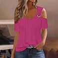 thumbnail image 3 of QIPOPIQ Women's Cold Shoulder Tops Short Sleeve V Neck T Shirts Basic Summer Tees Clearance, 3 of 7