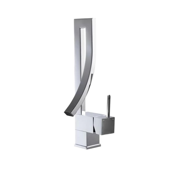DROP Bath and Kitchen DR091009 Bathroom Sink Faucet with Unique shape in Chrome color from Waterfall series
