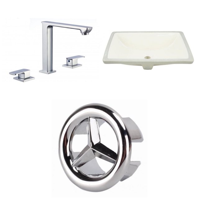 American Imaginations 20.75-in. W CSA Rectangle Bathroom Undermount Sink Set In Biscuit - Chrome Hardware AI-26982