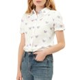 thumbnail image 1 of INSPIRE CHIC Haut Fleuri en Coton pour Femme à Manches Bouffantes Volantées, Col Peter Pan, pour l'Été, Tenue Décontractée, TG Blanc, 1 of 7