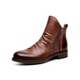thumbnail image 1 of Woobling Men Non Slip Bootie Shoes Work Side Zip Casual Leather Boot Brown 9.5, 1 of 9