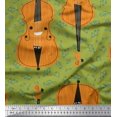 thumbnail image 1 of Soimoi Green Silk Fabric Notes & Violin Musical Instrument Decor Fabric Printed Yard 42 Inch Wide, 1 of 3