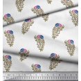 thumbnail image 3 of Soimoi Modal Satin Fabric Leaves & Floral Block Print Sewing Fabric Yard 42 Inch Wide, 3 of 3