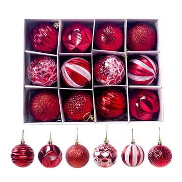 Black Friday Deals 2022! Pisexur Christmas Balls Ornaments for Xmas Tree, 12PCS Plastic Shatterproof Christmas Ornaments Ball Christmas Tree Decorations Colored and Glitter Christmas Party Decoration