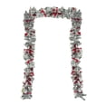 thumbnail image 2 of Cheers Christmas Artificial Wreath Flocking Snow Covered Rattan Upside Down Tree Red Bowknot Ribbon Scene Layout Shiny Balls Xmas Door Decor Hanging Garland Pendant for Party, 2 of 2