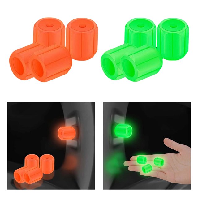 4x Car Tire Caps, Fluorescent Dust Cover Bike Tire Caps For Bike Vehicles+4x Car Tire Caps, Fluorescent Dust Cover Bike Tire Caps For Bike , Green Orange