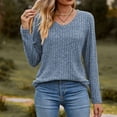 thumbnail image 2 of vdgthytj Chandails pour Femmes à Manches Longues Mode d'Automne Col en V Hauts Tricotés Confort Doux Chandails de Base, 2 of 4