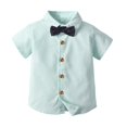 thumbnail image 3 of LSLJS Complet pour Garçons Costume Formel pour Enfants Complets pour Garçons Ados Décontracté T-Shirts à Manches Courtes Col Rond Col Bouton Pantalons Longs Ensembles Tenues de Gentleman Complets Complets pour Garçons Vêtements pour Enfants Tendance 2024, 3 of 5