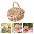 thumbnail image 2 of Bread Storage Basket Handheld Basket Outdoor Picnic Basket with Double Lids, 2 of 6