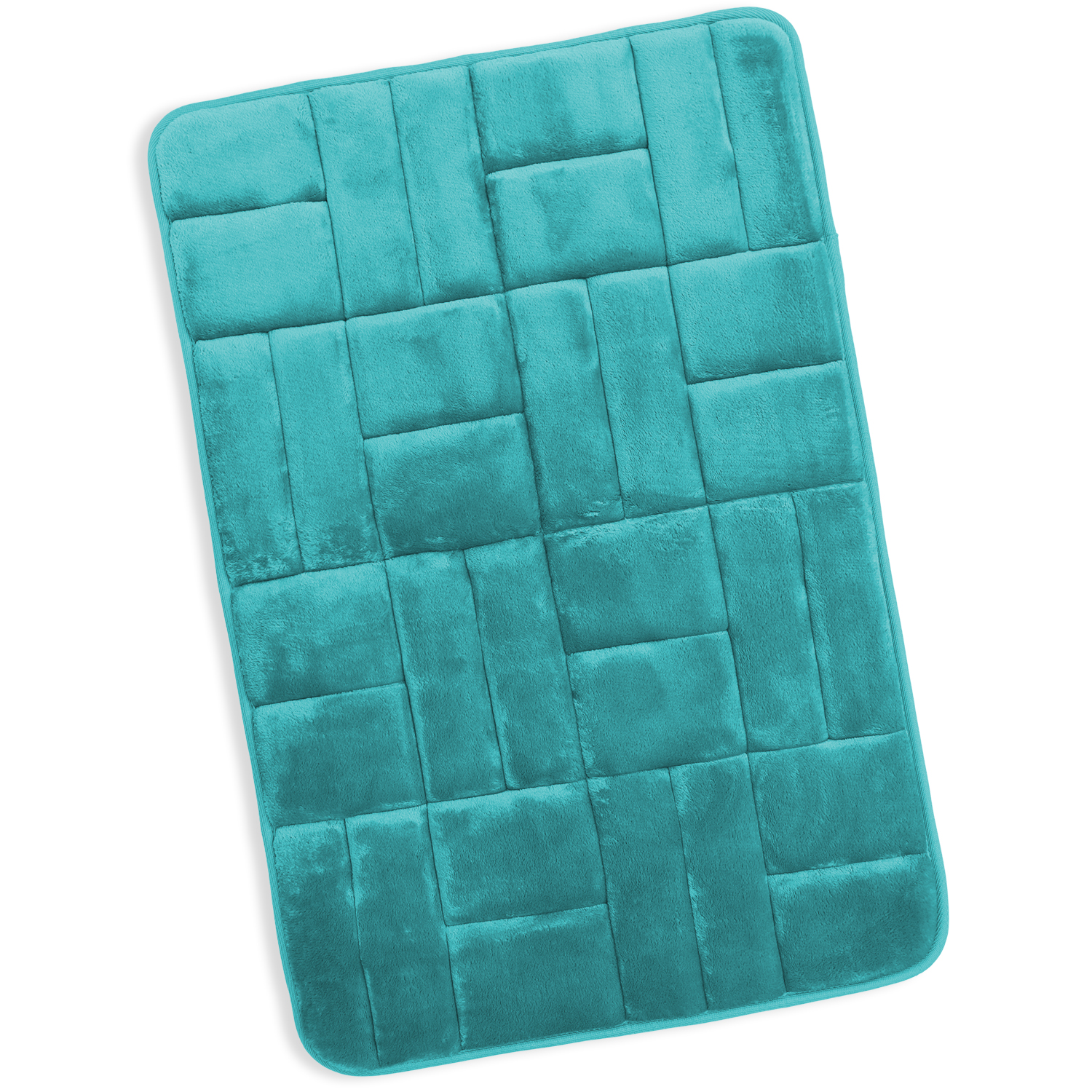 Clara Clark Bathroom Rugs, Velvet Memory Foam Bath Mat, Ultra Soft Non Slip and Absorbent - Tiled - Small - Teal