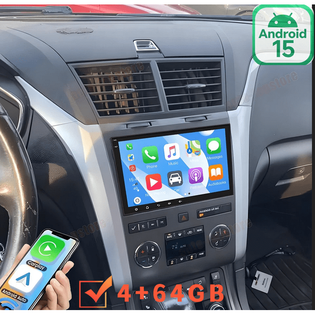 4+64G Android 15 Car Stereo For Chevrolet Traverse 2009-2014 Radio, 8" IPS Touch with Wireless CarPlay Android Auto, DAB+ Radio, DVR, DSP, SWC, Mirror Link /AHD Camera
