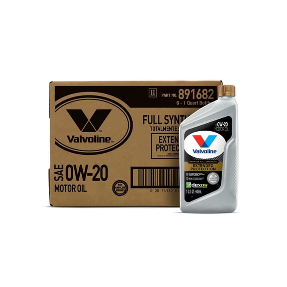 Valvoline Extended Protection Full Synthetic Motor Oil SAE 0W-20 1 QT, Case of 6