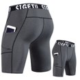 thumbnail image 4 of LYMAYTER Men's Athletic Compression Shorts Workout Running Pocket Design Letter Shorts For S-3XL, 4 of 9