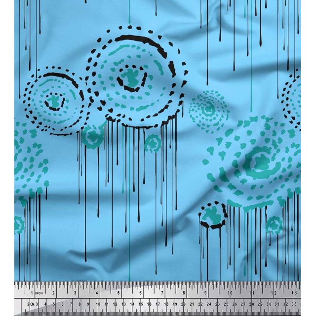 Soimoi polyester Crepe Fabric Brush Stroke Abstract Printed Craft Fabric by the Yard 42 Inch Wide