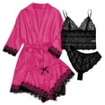 thumbnail image 1 of LSLJS 4PC Women Sexy Garter Lingerie Set Robes Lace Bodysuit Deep-V Neck Underwear, 1 of 2