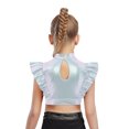 thumbnail image 2 of Hansber Kids Girls Ruffle Crop Tops Shiny Mesh Patchwork Hip Hop Street Dance Tops Performance Costume Silver 8, 2 of 5