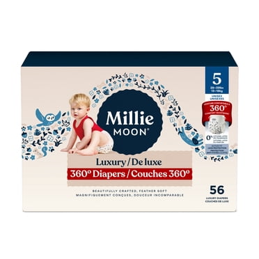 Millie Moon Luxury 360 Diapers, Size 5, 56 Count
